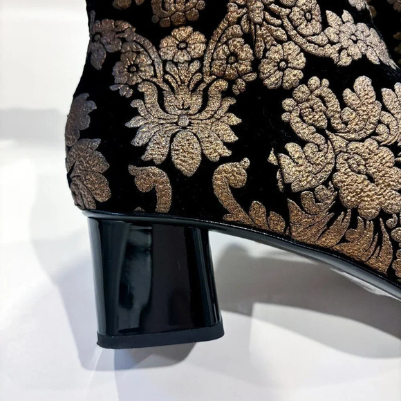 MARC CAIN – Bronze floral velvet ankle boots | Size 39 * - Picture 7 of 8